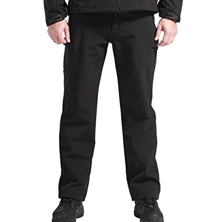 FREE SOLDIER Fleece Lined Pants Men SoftShell Trousers Camping Hiking Water Resistance Pants