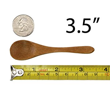 BambooMN Brand - Carbonized Brown 3.5" Oval Head Small Solid Bamboo Spice/Salt/Sugar Spoons, 10pcs