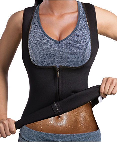 GAODI Women Waist Trainer Vest Slim Corset Neoprene Sauna Tank Top Zipper Weight Loss Body Shaper Shirt