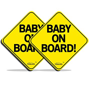 GAMPRO 2 Pack "BABY ON BOARD" Reflective Vehicle Bumper Magnet, Reflective Vehicle Car Sign Sticker Bumper for New Parents, Reduce Road Rage and Accidents for New Parent and Baby(2 Pack)