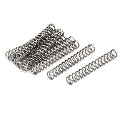 uxcell Compression Spring,304 Stainless Steel,6mm OD,0.8mm Wire Size,40mm Free Length,Silver Tone,10Pcs