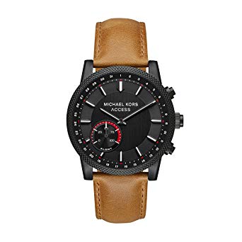 Michael Kors Access Men's 'Hutton Hybrid Smartwatch' Quartz Stainless Steel and Leather Casual Watch, Color Brown (Model: MKT4026)