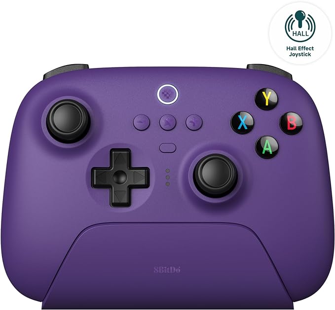 8Bitdo Ultimate 2.4G Wireless Controller, Hall Effect Joystick Update, Gaming Controller with Charging Dock for PC, Android, Steam Deck & Apple (Purple)