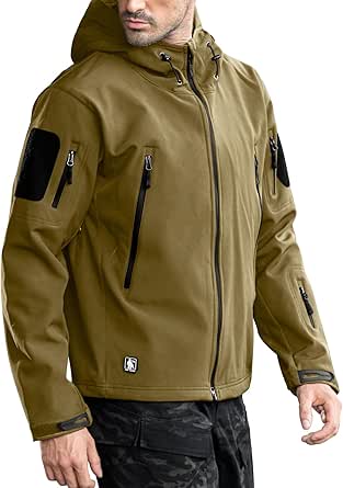 FREE SOLDIER Men's Outdoor Waterproof Soft Shell Hooded Military Tactical Jacket