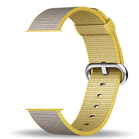 Smart Watch Band, Uitee Woven Nylon Band for Apple Watch 38mm Series 1 & 2, Uniquely and Artistically Designed Replacement Strap for iWatch, Best Comfortably Light With Fabric-Like Feel (Yellow)