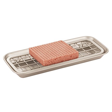 mDesign Kitchen Sink Tray for Sponges, Scrubbers, Soap - Satin