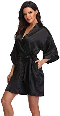 Women's Pure Short Silky Robes Bridesmaid Bride Party Satin Robes Sleepwear