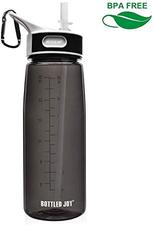 BOTTLED JOY Sports Water Bottle with Straw 27oz Tritan BPA Free Water Jug with Flip Sipper, 800ml Super Quality No Leak Gym Daily Hydro Jug