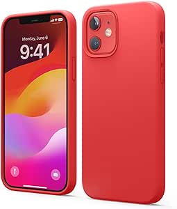 elago Coque Silicone Liquide Compatible avec iPhone 12 et Compatible avec iPhone 12 Pro (6,1”) Case en Silicone Premium, Étui Protection Complète, Cover Antichoc à 3 Structure (Rouge)