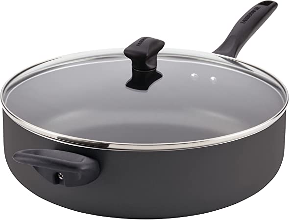 Farberware Dishwasher Safe Nonstick Jumbo Cooker/Saute Pan with Helper Handle - 6 Quart, Black