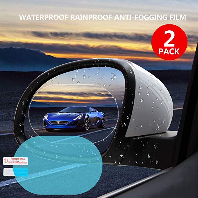 Xiongsen Car Rearview Mirror Film,Anti-Water Anti-Fog,HD Clear Nano Coating,Anti Water Mist,Anti-scratch Suitable for small cars and suv,(Oval,150mm,100mm,2pack)