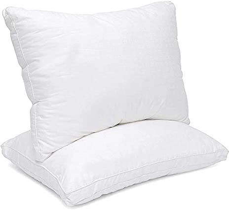 Mastertex Cooling Bed Pillows 100% Cotton Top, Down Alternative Fiber Fill, Hypoallergenic and Breathable Pillow for Sleeping (Queen 2Pack - VP)
