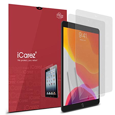 iCarez [Anti-Glare] Matte Screen Protector for Apple 2019 New iPad 10.2-inch (7th Gen) [2-Pack] Premium Easy to Install Reduce Fingerprint Bubble Free with Hinge Installation