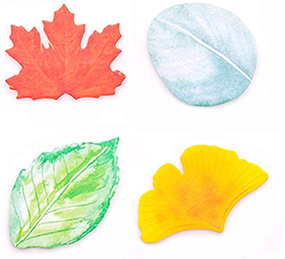 ERCENTURY Creative Sticky Notes in 4 Leaf-Shaped Designs (30 Sheets per Shape, 120 Sheets in Total)