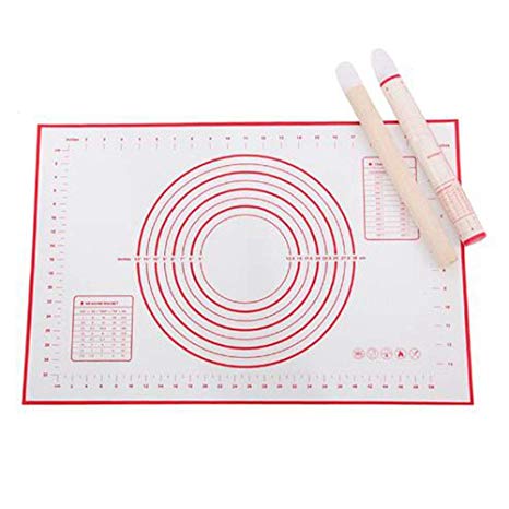 Extra Large Silicone Baking Mat with Measurements Non-Stick Non-Slip Rolling Dough Mat 0.7mm Thick Sheet for Cookies Cake Bread Pizza Making Baking Tools