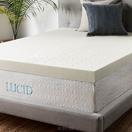 Lucid 4-Inch Memory Foam Mattress Topper 3-Year Warranty, Queen