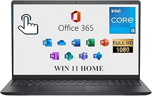 DELL Inspiron 15 3000 3520 Business Laptop Computer 15.6'' FHD Touchscreen,11th Gen Intel 4 Cores i5-1155G7, with Microsoft Office 365,16G,512GB, Numeric Keypad, Wi-Fi, Webcam, HDMI, Black