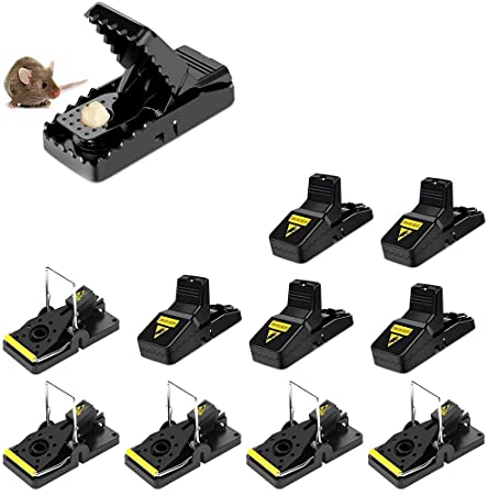 Mouse Trap, Mice Traps That Work Instantly Indoor Outdoor, Mice Safe and Reusable Small Mice and Mouse, Mixed Pack of 10 (Black)