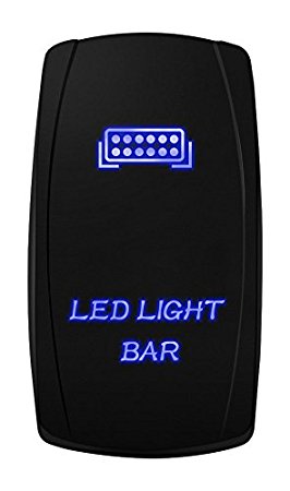 MICTUNING Laser LED Light Bar Rocker Switch ON-OFF LED Light 20A 12V, 5pin, Blue