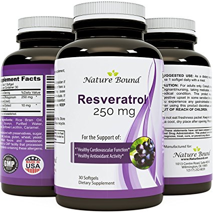 Premium Resveratrol Supplement for Men & Women - Grape Seed Extract - Natural Heart Health & Cardiovascular Function Support - Rich in Antioxidants - Pure & Non GMO Ingredients - By Nature Bound