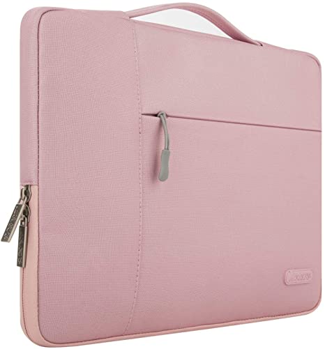 MOSISO Laptop Briefcase Handbag Compatible with 15 inch MacBook Pro Touch Bar A1990 A1707, 14 HP Acer Chromebook, 2019 Surface Laptop 3 15, Polyester Multifunctional Sleeve Case Bag, Pink