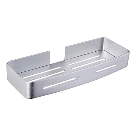 Gricol Bathroom Shower Shelf Wall Shower Caddy Space Aluminum Self Adhesive No Damage Wall Mount (Silver 402)