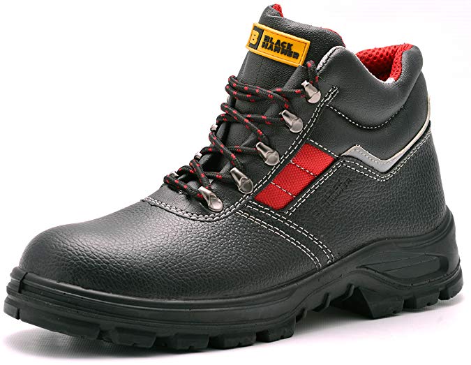 Mens Safety Boots S3 SRC Steel Toe Cap Work Shoes Ankle Leather Steel Mid Sole Protection Black Hammer 5993