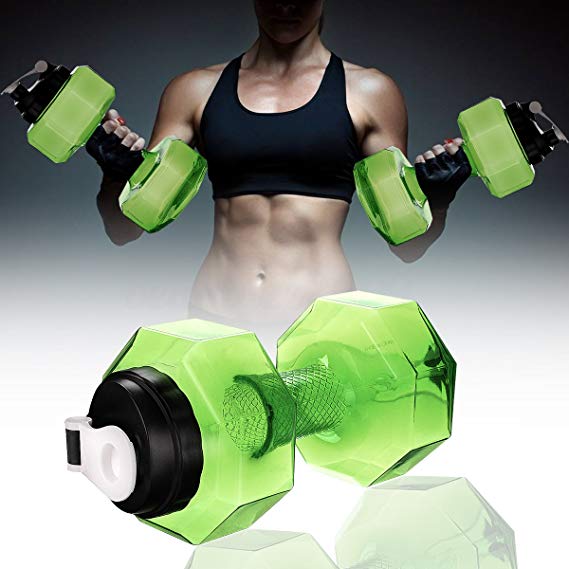 Toplor Dumbbell Shape Water Bottle - Fitness Sports Water Bottle 74 OZ Leakproof Lid Water Jug (BPA Free)