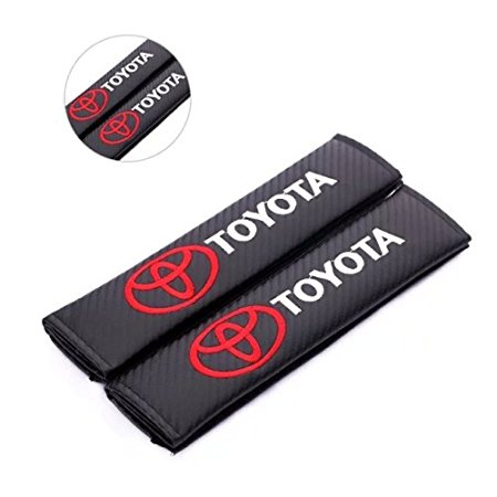 Amooca 2pcs TOYOTA Carbon Fiber Car Styling Accessories Seat Belt Shoulders Pad Truck Cover COROLLA RAV4 Camry CROWN PRIUS REIZ VIOS YARIS EZ