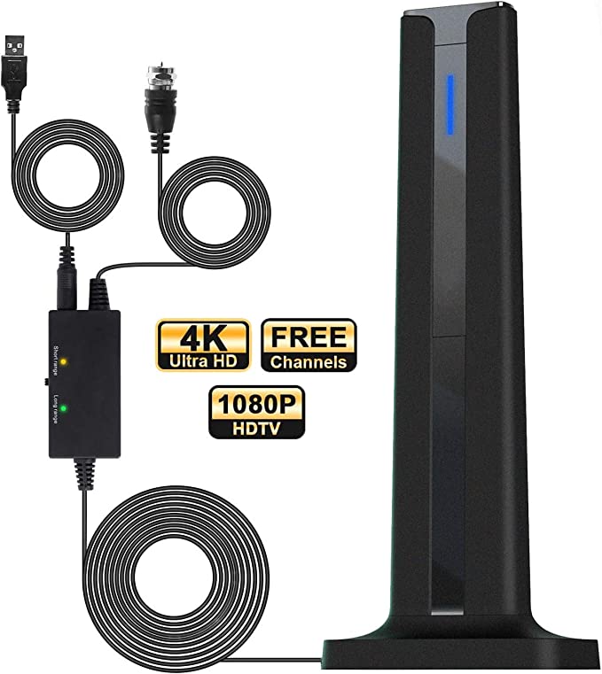 Antier Amplified Indoor Digital Tv Antenna – Best Powerful Amplifier, Signal Booster & Has up to 400  Miles Range, Support 8K 4K Full HD Smart and Older Tvs with 16ft Coaxial Cable [2023 Release]