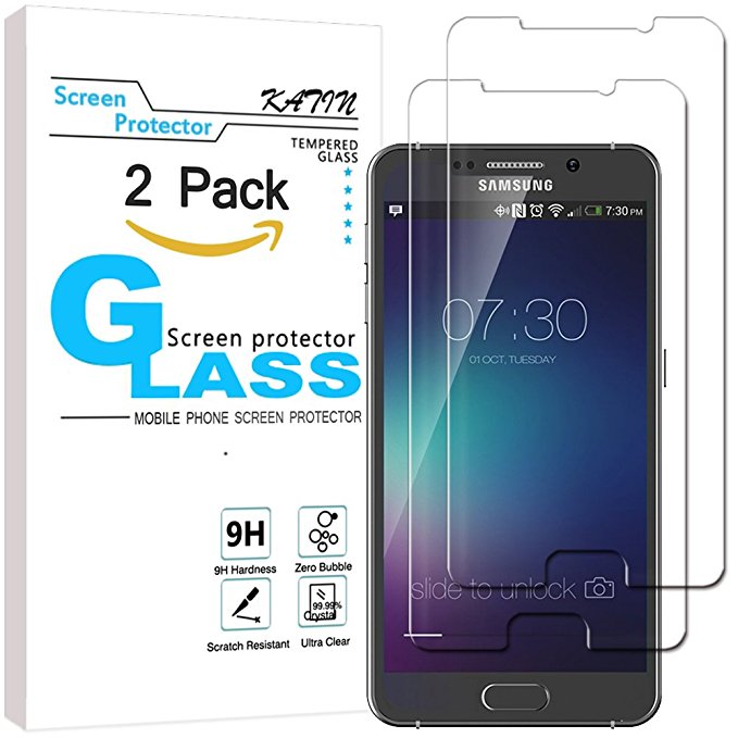 Galaxy Note 5 Screen Protector - KATIN [2-Pack] Samsung Galaxy Note 5 Premium 9H Tempered Glass [ 3D Touch Compatible 2.5D Round Edge ] with Lifetime Replacement Warranty