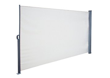 SimLife Retractable Side Awning Folding Screen Patio Garden Outdoor Privacy Divider with Steel Support Pole, 6'x10' (Creamy White)