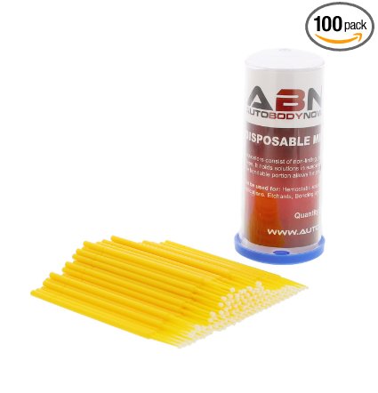 ABN Fine-Point Disposable Brush Applicator 100 Pack – for Lint-Free Detailing, Touchups, and More