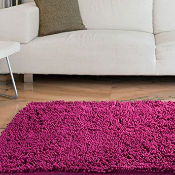 Lavish Home High Pile Carpet Shag Rug, 21 by 36-Inch, Pink