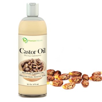 Castor Oil 16 oz - Carrier Oil, Stimulates Hair Growth, Conditions Hair, Heals Inflamed Skin, Nourishes & Moisturizes Skin, Fades Blemishes - By Premium Nature