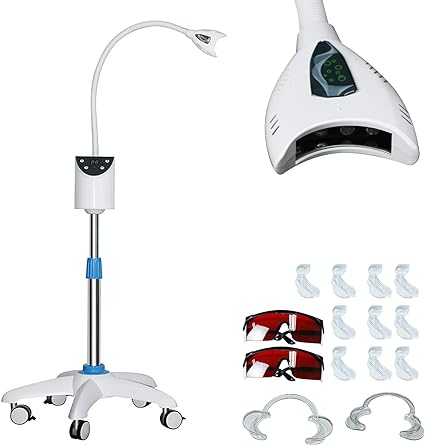 Teeth Whitening Lamp, Dental Mobile LED Bleaching Accelerator Light Teeth Whitening Blue Light 8LED Clod Lamp Teeth Bleach System with Digital Indicator