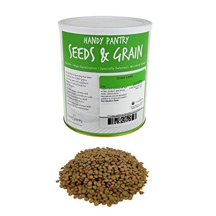 Organic Green Lentil Sprouting Seeds - 5 Lbs - Resealable Can - Handy Pantry Brand - Sprouts, Soups, Cooking, Food Storage & More