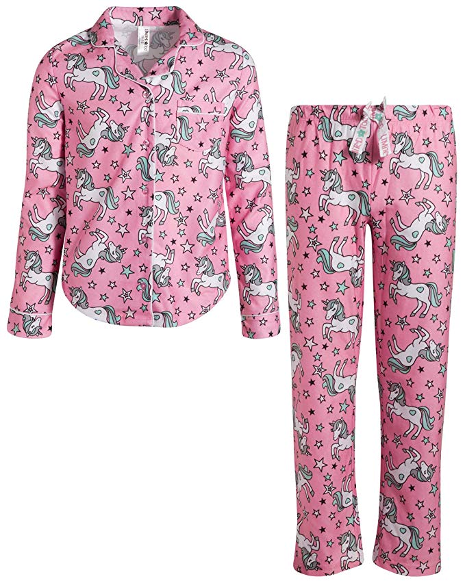 Limited Too Girls' 2-Piece Flannel Coat Sleepwear Pajama Pant Set
