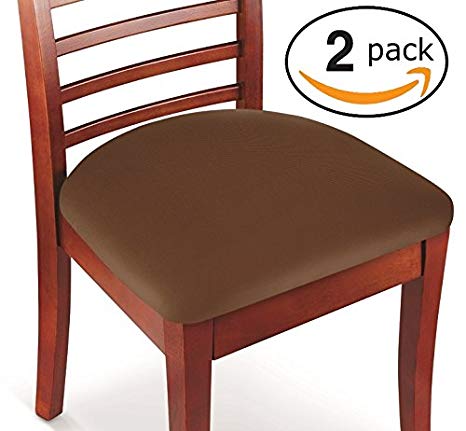 Hoovy Seat Covers Pack of 2 Protective & Stretchable - for Round & Square Chairs (Brown)