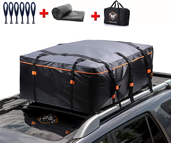 Waterproof Rooftop Cargo Carrier PRO - Heavy Duty Roof Top Luggage Storage Bag with Anti-slip Mat   10 Reinforced Straps   6 Door Hooks - Perfect for Car, Truck, SUV With/Without Rack - 19 Cubic Feet