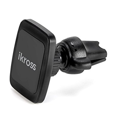 iKross Magnetic Air Vent Clip on Car Mount Smartphone Stand Holder Cradle Feature 6 Powerful Magnet - Black