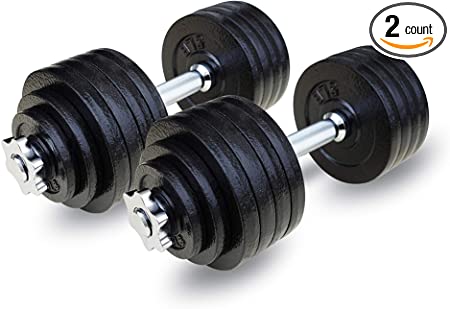 Unipack 105lbs Adjustable Dumbbell Set One Pair of Adjustable Dumbbells Kits - 105 Lbs (52.5lbs X 2pc)