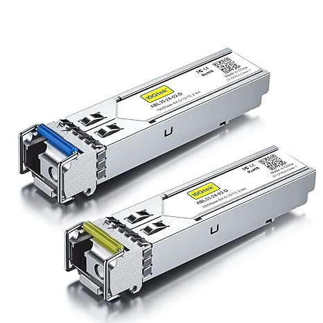 A Pair of 1.25G SFP  Bidi Transceiver, LC Single-Mode Single Fiber 1000Base-BIDI Module for Cisco 1000BASE-BX3-U/1000BASE-BX3-D, Ubiquiti UniFi UF-SM-1G-S and More, SMF 1550nm/1310nm, DDM, up to 2km