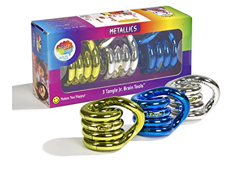 Tangle Jr. Metallics  Set of 3 Tangle Jr. Brain Tools (Assorted Colors)