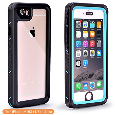 Waterproof iPhone 6S Case, eFond Waterproof iPhone 6 Case IP68 Certified Shockproof Full Sealed Protective Case with Touch ID Snow Dust Dirty Proof Cover for iPhone 6, 6S [4.7 Inches] - Teal Blue