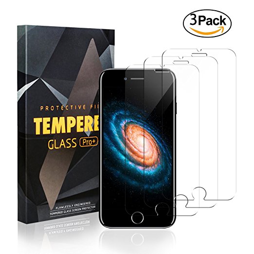 Pasnity iPhone 8 Plus Screen Protector, 3Pack Tempered Glass [Case Friendly] 3D Curved Edge Ultra Clear 9H Hardness [No Bubbles] [Scratch] [Anti-Glare] [Anti Fingerprint]