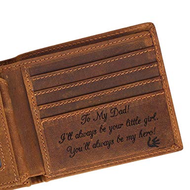Engraved Personalized Wallet For Father, Gift For Dad on Birthday, Christmas