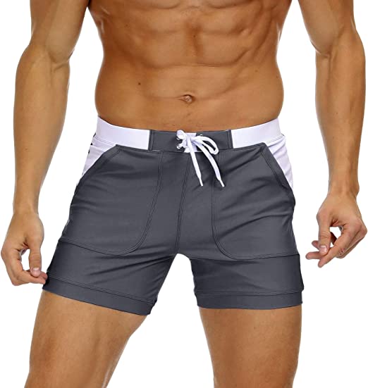 MAGNIVIT Men's Swimwear Swimsuits Solid Basic Long Swim Sport Trunks Board Shorts with Pockets