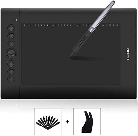 HUION H610PRO V2 10 x 6.25 inch Graphics Tablet Drawing Tablet with 8192 Battery-Free Stylus Tilt Function, 8 Shortcut Keys, Compatible with Mac, PC or Android Mobile