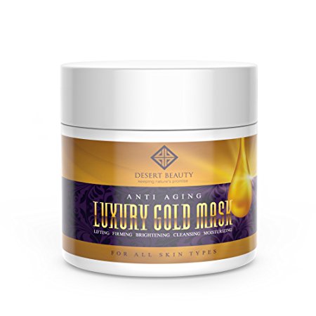 Anti Aging Gold Mask for Face&Neck | Luxury Firming Treatment Reduces Wrinkles | Powerful Formula- Tightening, Lifting, Brightening, Cleansing & Moisturizing | 8.8 oz/250 grams | Desert Beauty